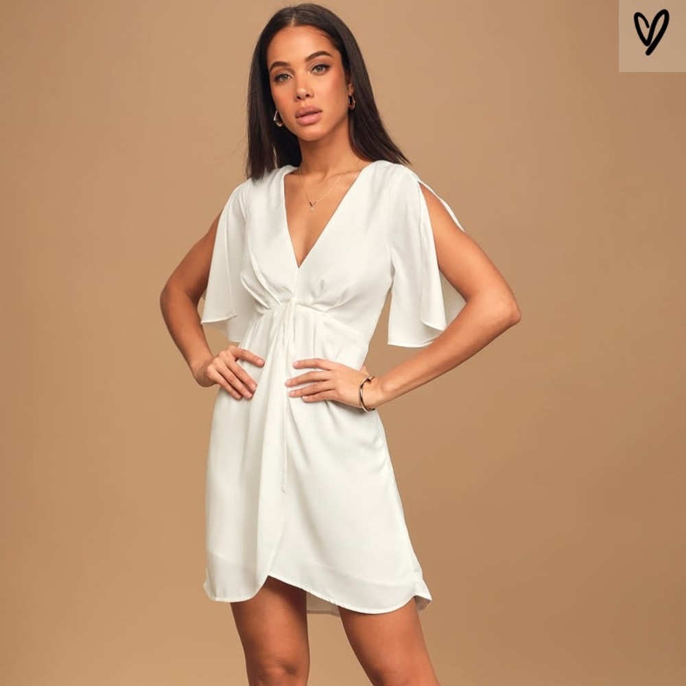 Lulus white flutter sleeve dress M